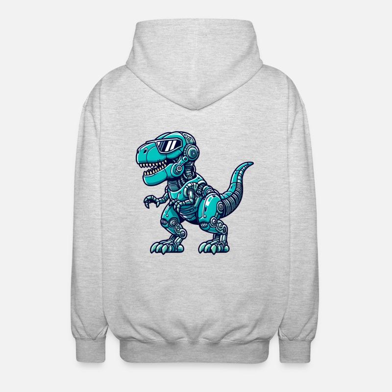 T-Rex Cyborg Dinosaurier - Unisex Kapuzenjacke - Hellgrau meliert