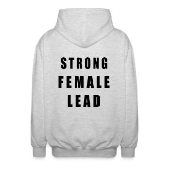 Strong female lead - Unisex Hooded Jacket - light heather grey - Back - AI Model Male 185 light (185cm)