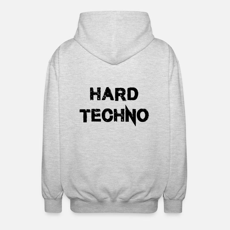 Hard Techno - Unisex hættejakke. - lysegrå meleret