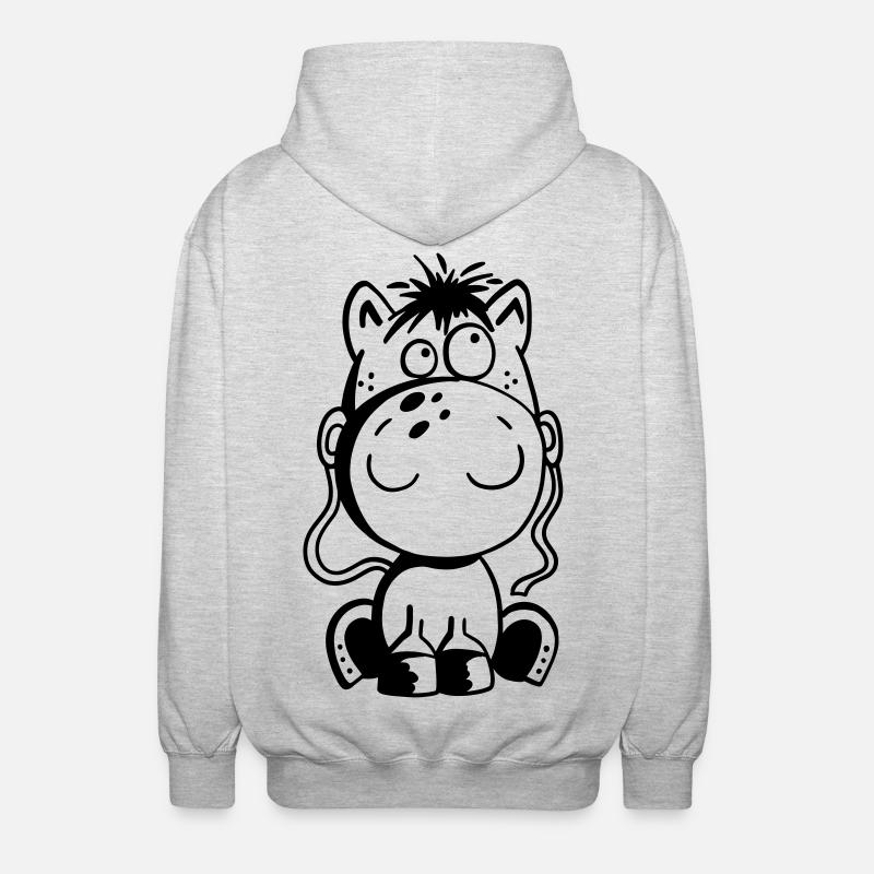 Petit cheval - poney - bande dessinée - cheval - Veste à capuche unisexe - gris clair chiné