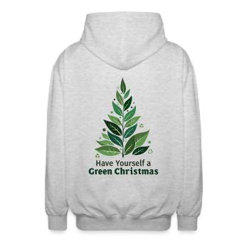Umweltfreundlicher Grüner Weihnachtsbaum - Unisex Kapuzenjacke - Hellgrau meliert - Hinten - AI Model Male 185 light (185cm)