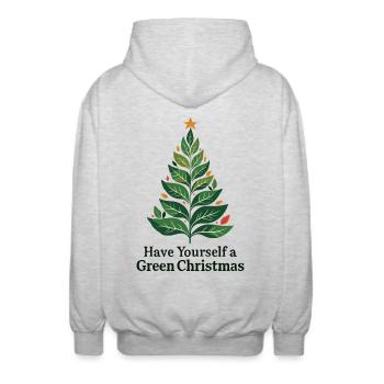 Umweltfreundlicher Grüner Weihnachtsbaum - Unisex Kapuzenjacke - Hellgrau meliert - Hinten - AI Model Male 185 light (185cm)