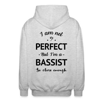 Humor perfekt Bassist Frau Mann - Unisex Kapuzenjacke - Hellgrau meliert - Hinten - AI Model Male 185 light (185cm)