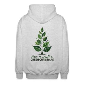 Umweltfreundlicher Grüner Weihnachtsbaum - Unisex Kapuzenjacke - Hellgrau meliert - Hinten - AI Model Male 185 light (185cm)