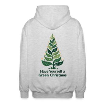 Umweltfreundlicher Grüner Weihnachtsbaum - Unisex Kapuzenjacke - Hellgrau meliert - Hinten - AI Model Male 185 light (185cm)
