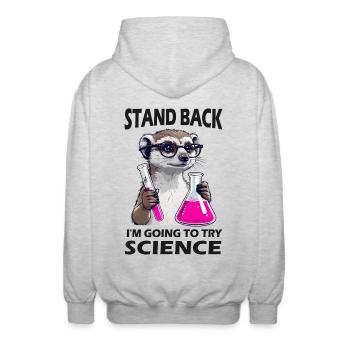Stand Back - Meerkat in Science Mode - Unisex Hooded Jacket - light heather grey - Back - AI Model Male 185 light (185cm)