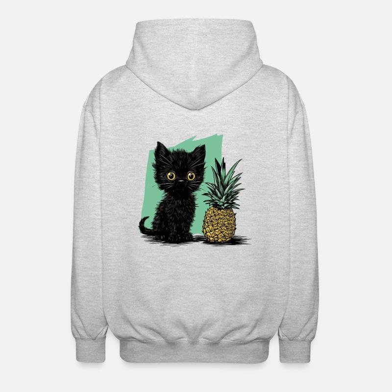 Pineapple and Kitten - Unisex Hooded Jacket - light heather grey