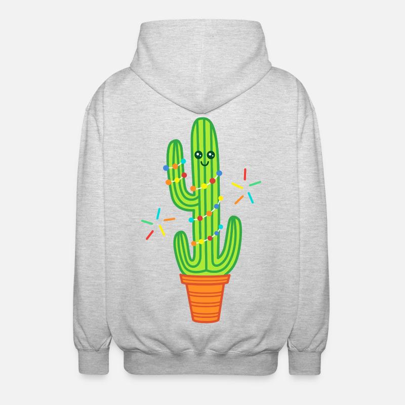 Cute Comic Cactus Green - Unisex Hooded Jacket - light heather grey