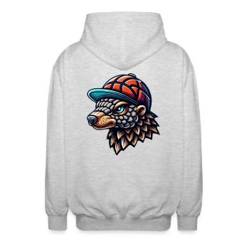 Pangolin cool avec casquette de baseball - Veste à capuche unisexe - gris clair chiné - Dos - AI Model Male 185 light (185cm)