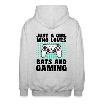 Gamer und Fledermäuse: Videospiele und Nachtleben - Unisex Kapuzenjacke - Hellgrau meliert - Hinten - AI Model Male 185 light (185cm)