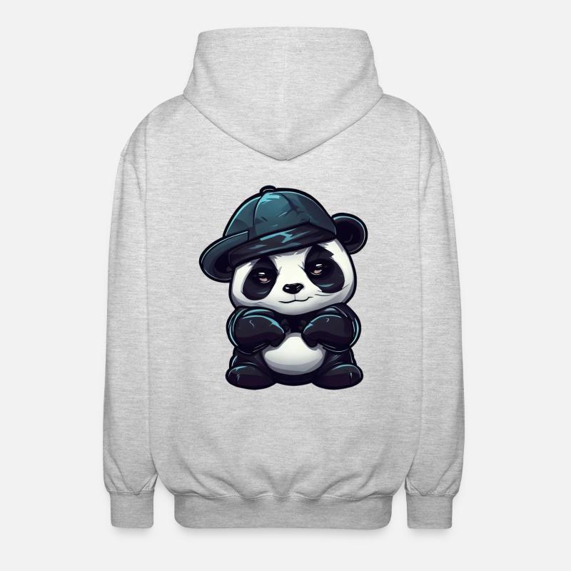 Panda cool aux yeux rouges - Veste à capuche unisexe - gris clair chiné