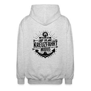 Kreuzfahrt Modus | Anker & Abenteuer - Unisex Kapuzenjacke - Hellgrau meliert - Hinten - AI Model Male 185 light (185cm)
