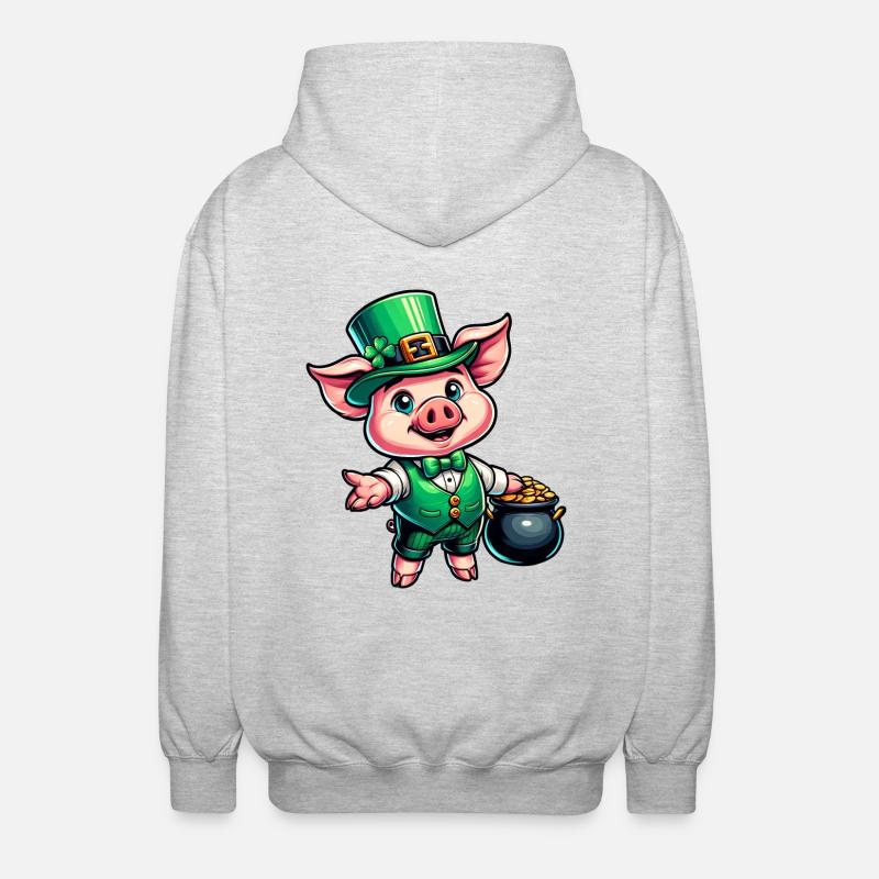 Doux cochon de la Saint-Patrick - Veste à capuche unisexe - gris clair chiné