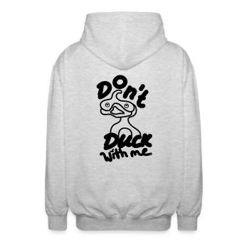 Don ́t Duck with me - Unisex Hooded Jacket - light heather grey - Back - AI Model Male 185 light (185cm)