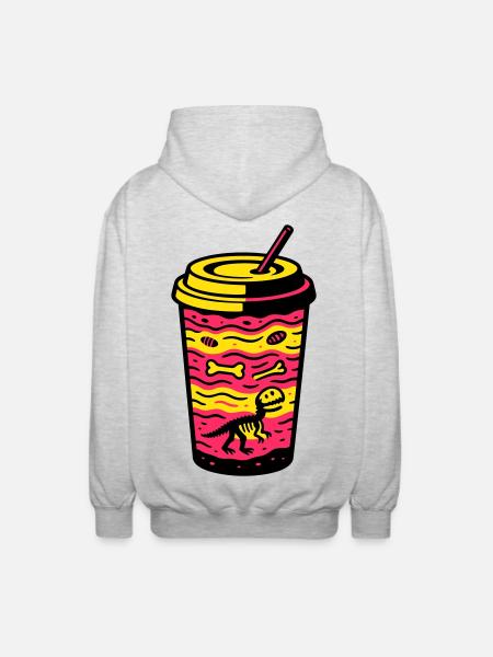 Matcha Dino Cup - Unisex Hooded Jacket - light heather grey