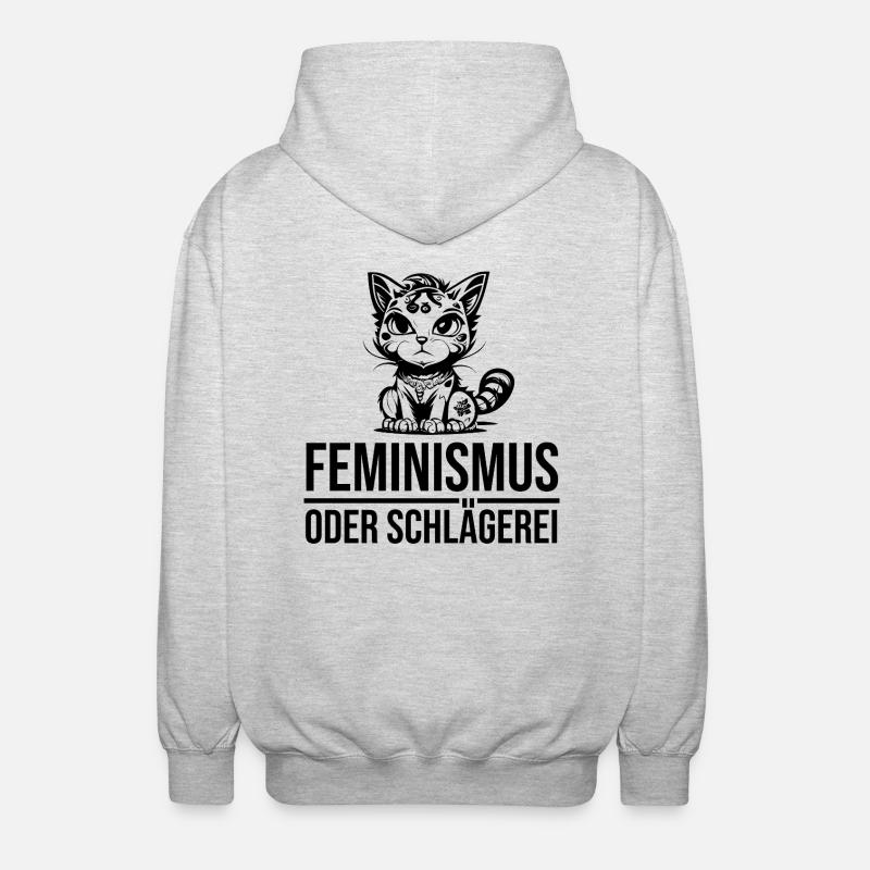 Feminismus oder Schlägerei - Unisex Kapuzenjacke - Hellgrau meliert