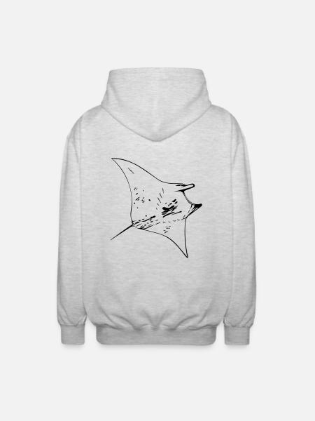 Manta Ray - Unisex Hooded Jacket - light heather grey