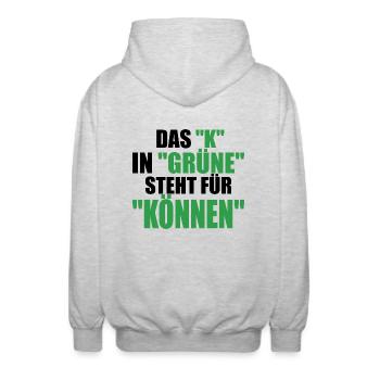 Witze Grüne Grünen Partei Öko Sprüche Klima Co2 - Unisex Kapuzenjacke - Hellgrau meliert - Hinten - AI Model Male 185 light (185cm)