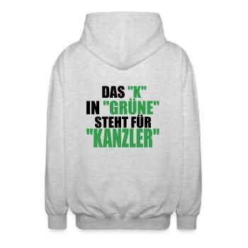 Witze Grüne Grünen Partei Öko Sprüche Klima Co2 - Unisex Kapuzenjacke - Hellgrau meliert - Hinten - AI Model Male 185 light (185cm)