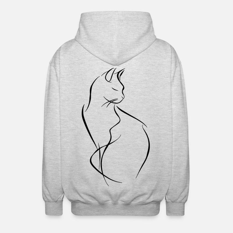 Dessin de chat - Veste à capuche unisexe - gris clair chiné