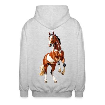 Pferd - Unisex Kapuzenjacke - Hellgrau meliert - Hinten - AI Model Male 185 light (185cm)