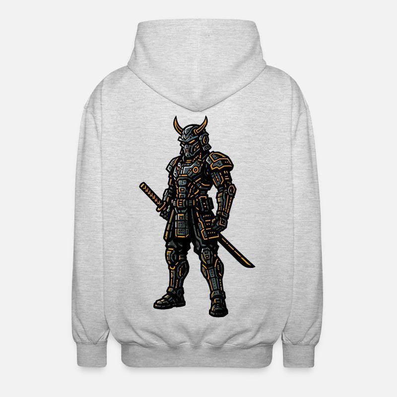 Cyberpunk Samurai - Unisex Kapuzenjacke - Hellgrau meliert