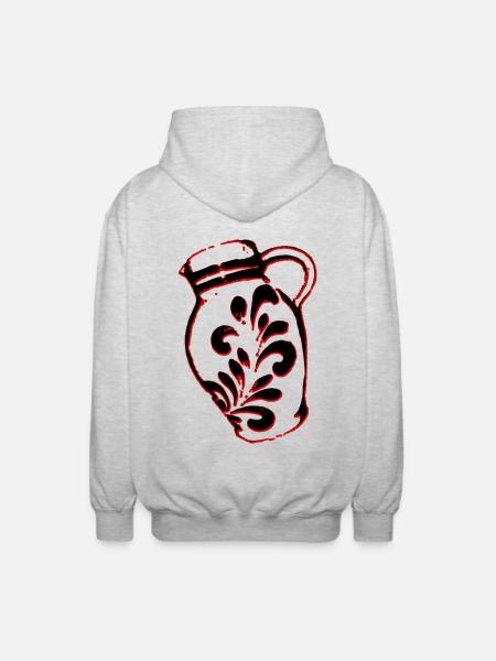 Bembel rot - Unisex Kapuzenjacke - Hellgrau meliert