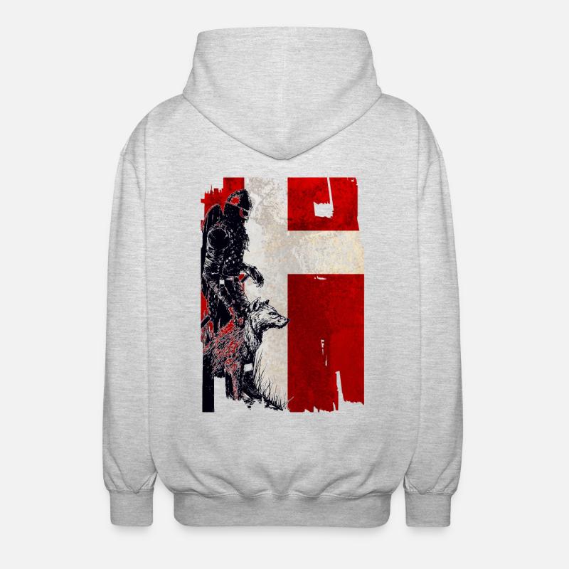 Wikinger Wolf Dänemark - Unisex Kapuzenjacke - Hellgrau meliert