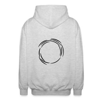 Cercle de ligne de conception lignes - Veste à capuche unisexe - gris clair chiné - Dos - AI Model Male 185 light (185cm)