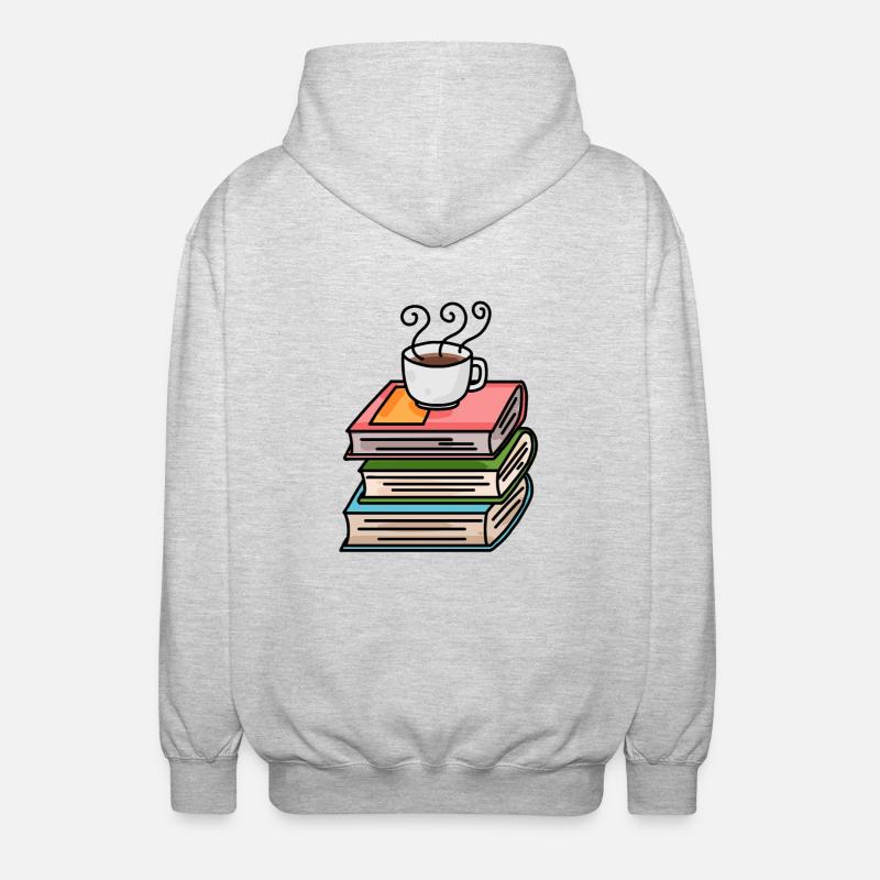 Kaffee und Bücher - Unisex Kapuzenjacke - Hellgrau meliert