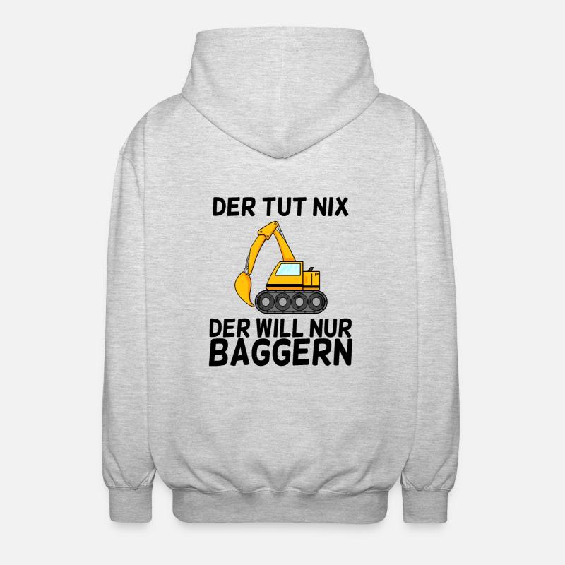 Bagger Spruch Baggerfahrer Baggern - Unisex Kapuzenjacke - Hellgrau meliert