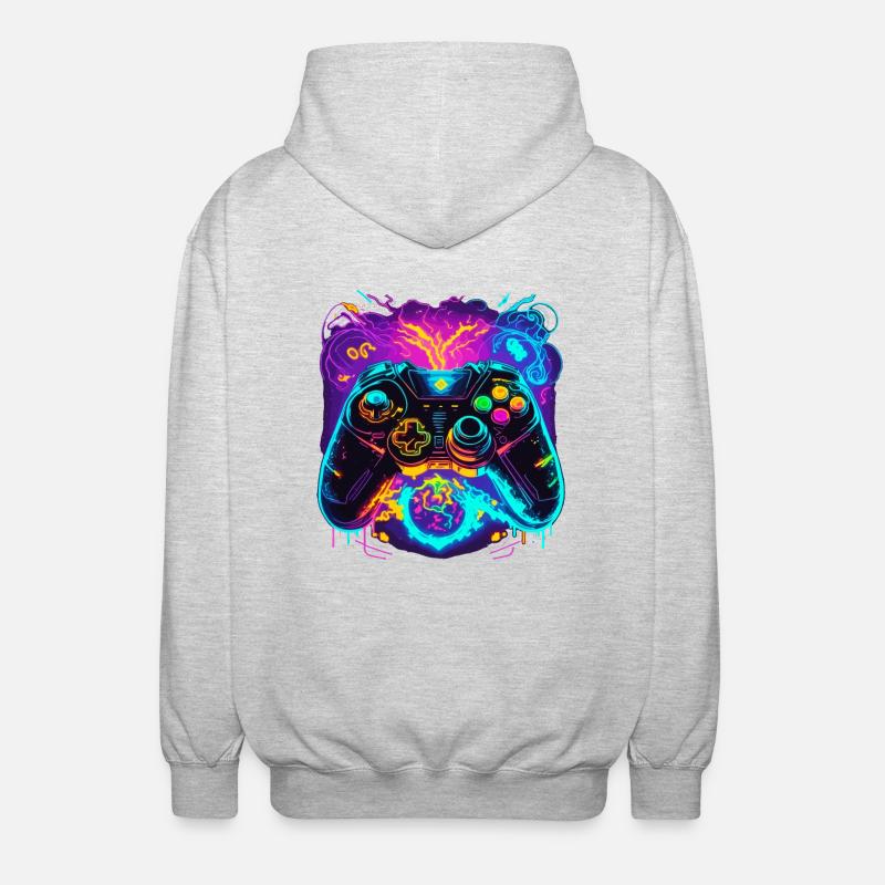 Power Graffiti Gaming Controller - Unisex Hooded Jacket - light heather grey