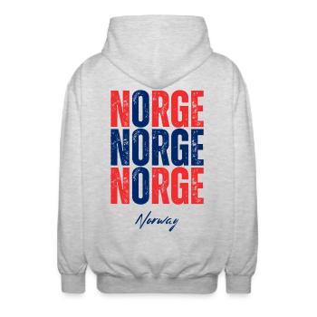 Norwegische Flagge, Norwegischer Stolz - Unisex Kapuzenjacke - Hellgrau meliert - Hinten - AI Model Male 185 light (185cm)