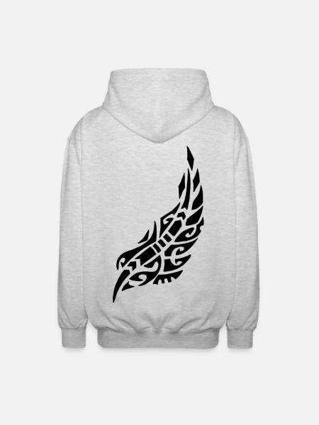 Black Feather of the Bird - Unisex Hooded Jacket - light heather grey