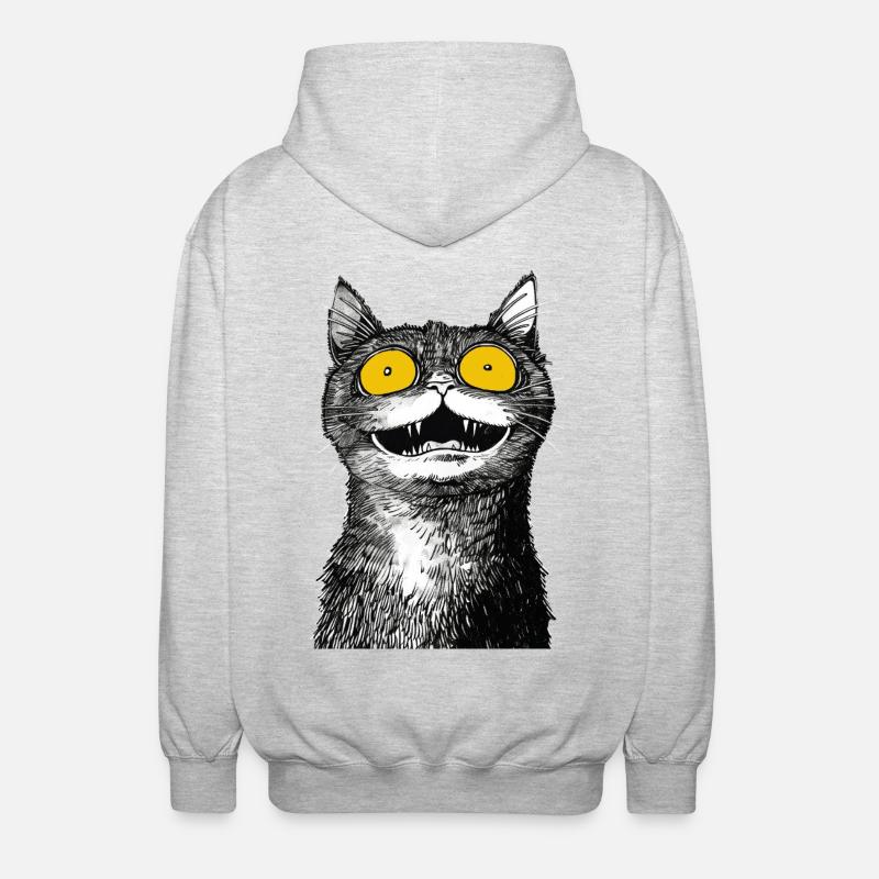 Chat rhinocéros noir et blanc - Veste à capuche unisexe - gris clair chiné