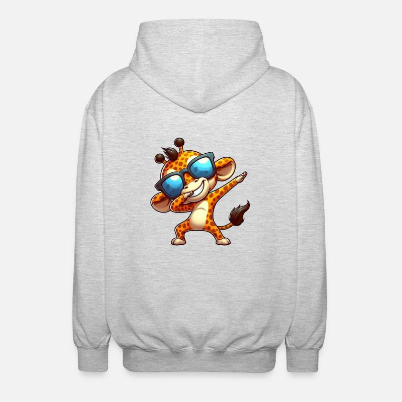 Cool Giraffe Dab Sunglasses Rainbow - Unisex Hooded Jacket - light heather grey