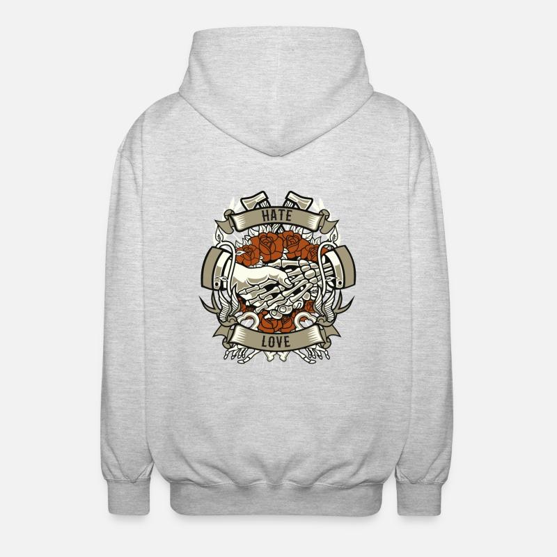 Hate and Love - Unisex Kapuzenjacke - Hellgrau meliert