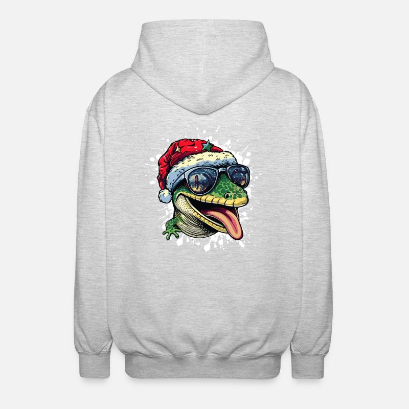 Lézard Noël Drôle - Veste à capuche unisexe - gris clair chiné