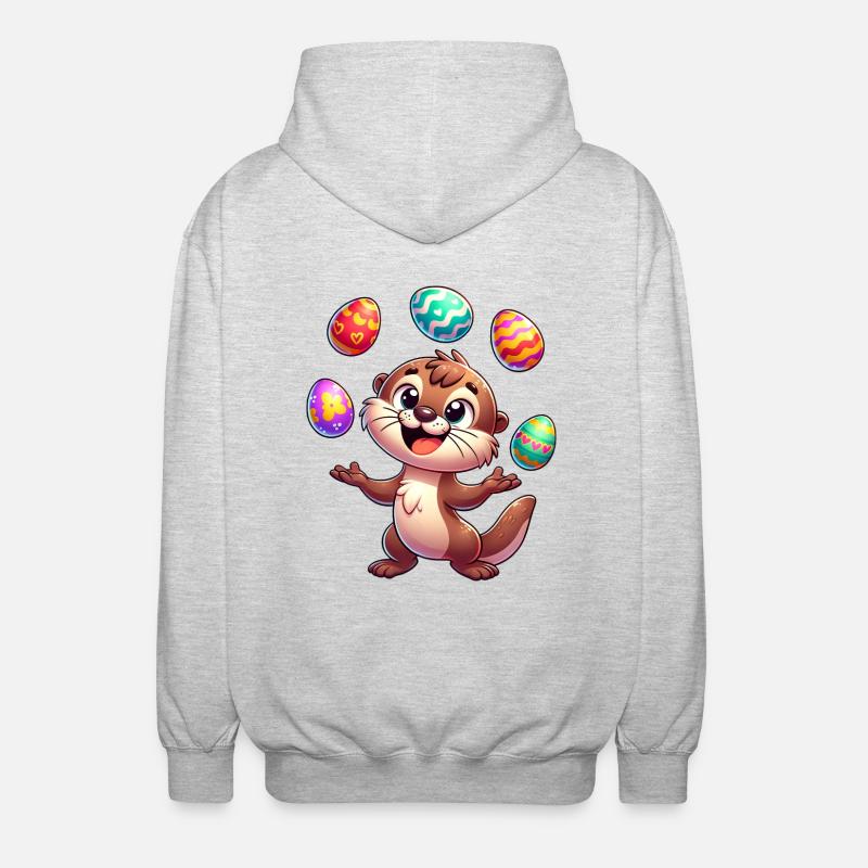 Easter Otter Juggling Easter Eggs, - Unisex Hooded Jacket - light heather grey