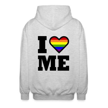 I love me - Veste à capuche unisexe - gris clair chiné - Dos - AI Model Male 185 light (185cm)