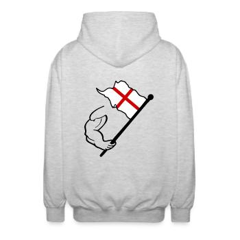 Union Jack - Unisex Hooded Jacket - light heather grey - Back - AI Model Male 185 light (185cm)