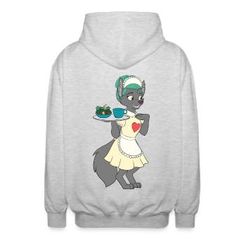 Venill aus Vettirfolk - Unisex Kapuzenjacke - Hellgrau meliert - Hinten - AI Model Male 185 light (185cm)