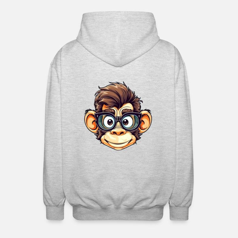 Nerdy chimpanzee with nerd glasses - Unisex Hooded Jacket - light heather grey