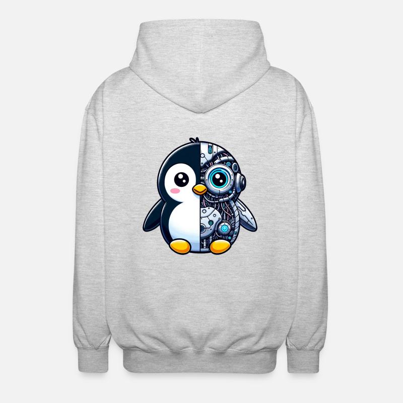 Süßer Pinguin Cyborg Roboter - Unisex Kapuzenjacke - Hellgrau meliert