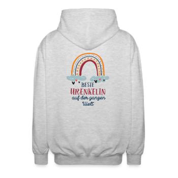 Beste Urenkelin Mädchen Enkelkind Ur-Enkelin Enkel - Unisex Kapuzenjacke - Hellgrau meliert - Hinten - AI Model Male 185 light (185cm)