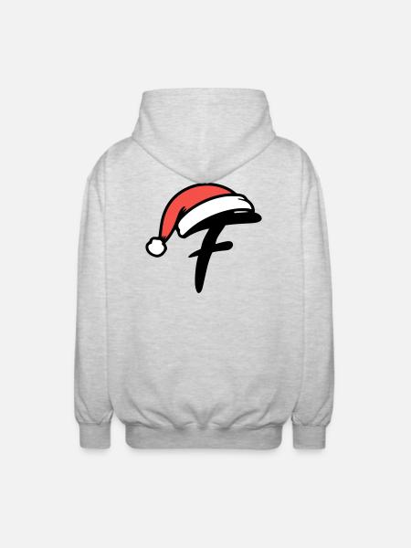 Letter F Christmassy - Unisex Hooded Jacket - light heather grey