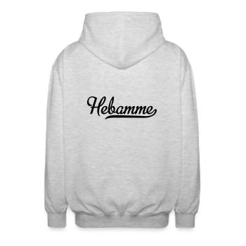 Hebamme - Unisex Kapuzenjacke - Hellgrau meliert - Hinten - AI Model Male 185 light (185cm)