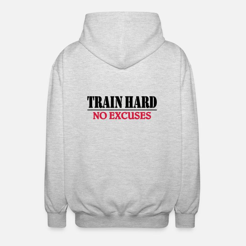 Train hard-no excuses - Veste à capuche unisexe - gris clair chiné