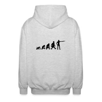 Zeichnen Evolution Spaß Sport Schießen Pistole Hum - Unisex Kapuzenjacke - Hellgrau meliert - Hinten - AI Model Male 185 light (185cm)