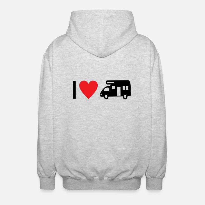 I love Camping - Unisex Kapuzenjacke - Hellgrau meliert